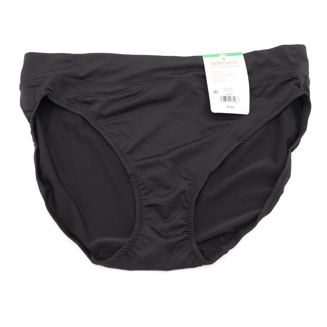 Warners No Pinching No Problems Tailored Hi-Cut Brief Womens Large Black Stretch