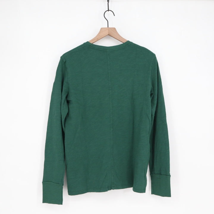 American Giant Premium Slub T-Shirt Womens L Green Cotton Crew Neck Long Sleeve