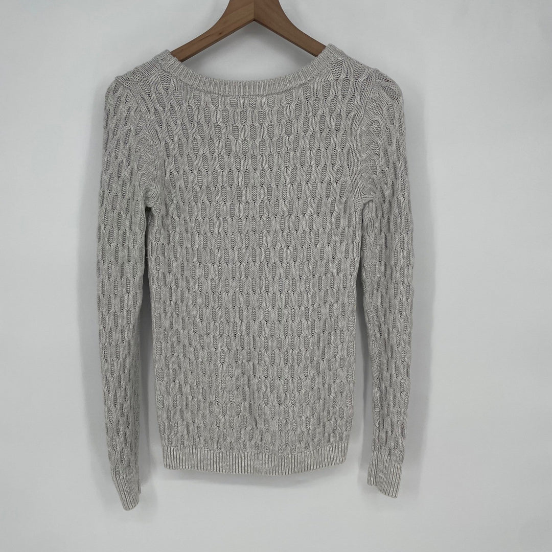 Cascade Blue Knit Sweater Crew Neck Long Sleeve Textured Gray Size S