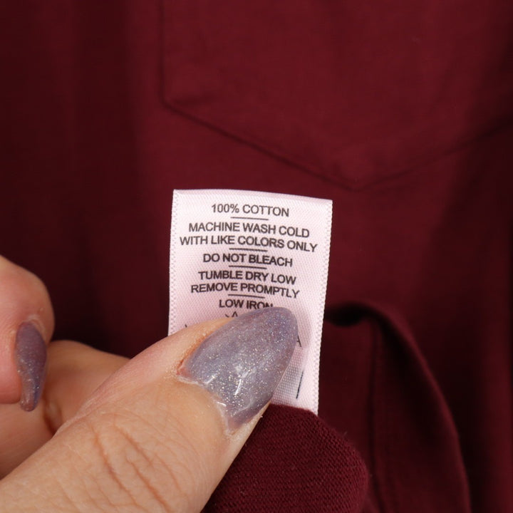 American Giant T-Shirt Mens M Burgundy Ribbed Long Sleeve Front Pocket Crew Neck