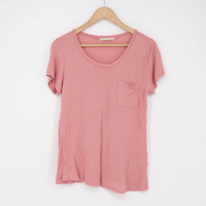Active Basic T-Shirt Womens Medium Pink Short Sleeve Pocket Excellent