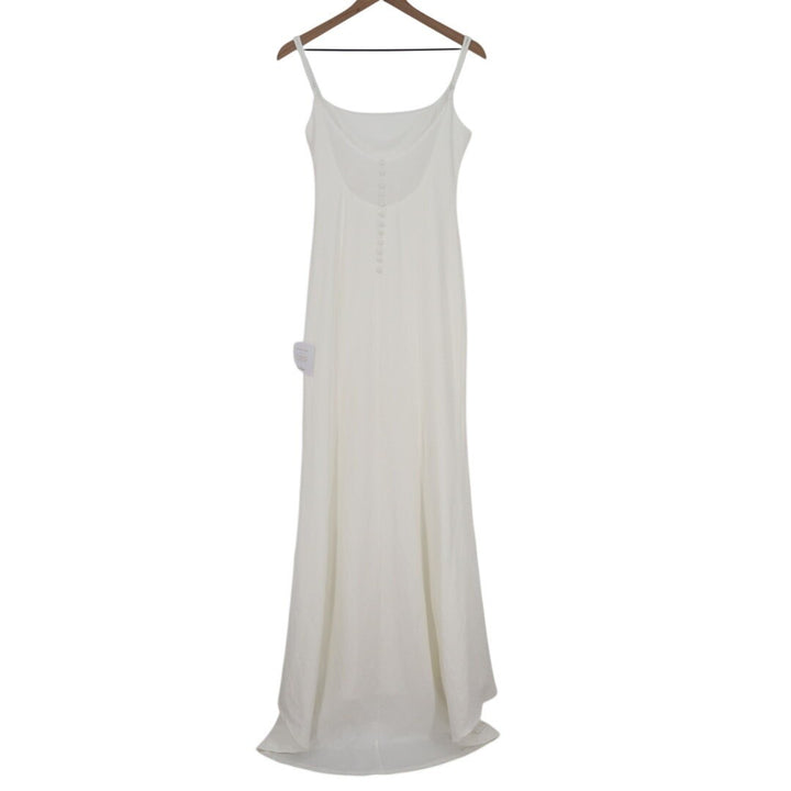 Lulus Blessed Romance Maxi Dress Womens M White Sleeveless Button Back Mermaid