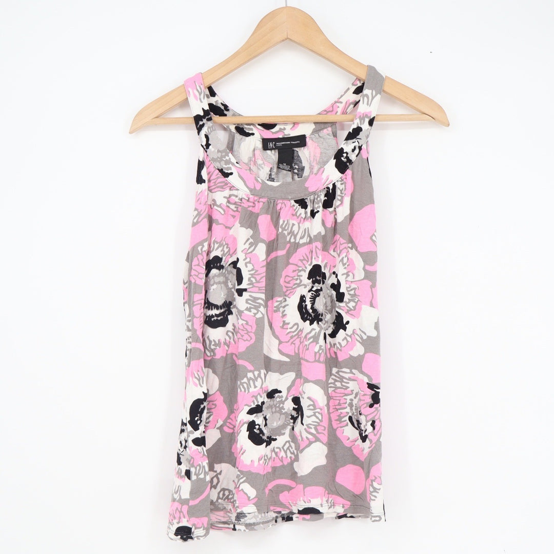 INC International Concepts Petite Pink Grey Floral Scoop Neck Tank Top Size M