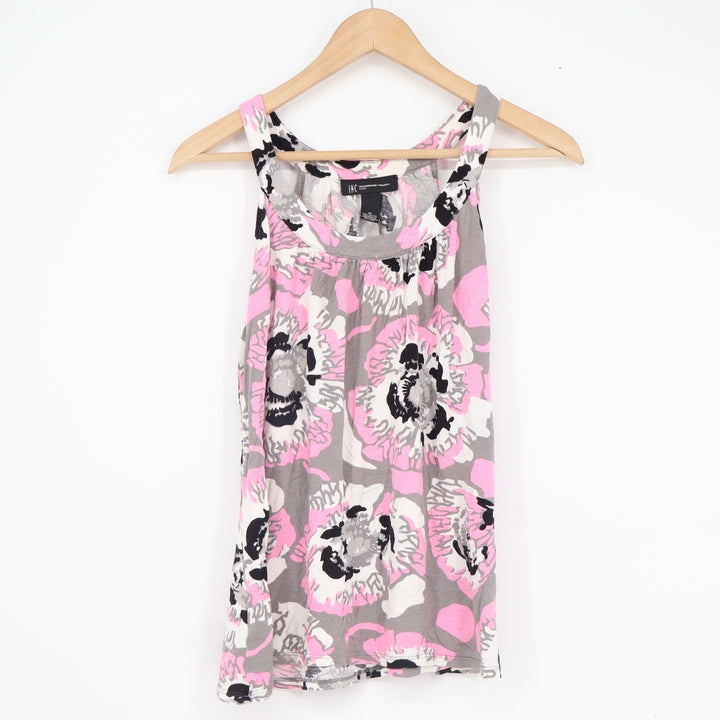INC International Concepts Petite Pink Grey Floral Scoop Neck Tank Top Size M