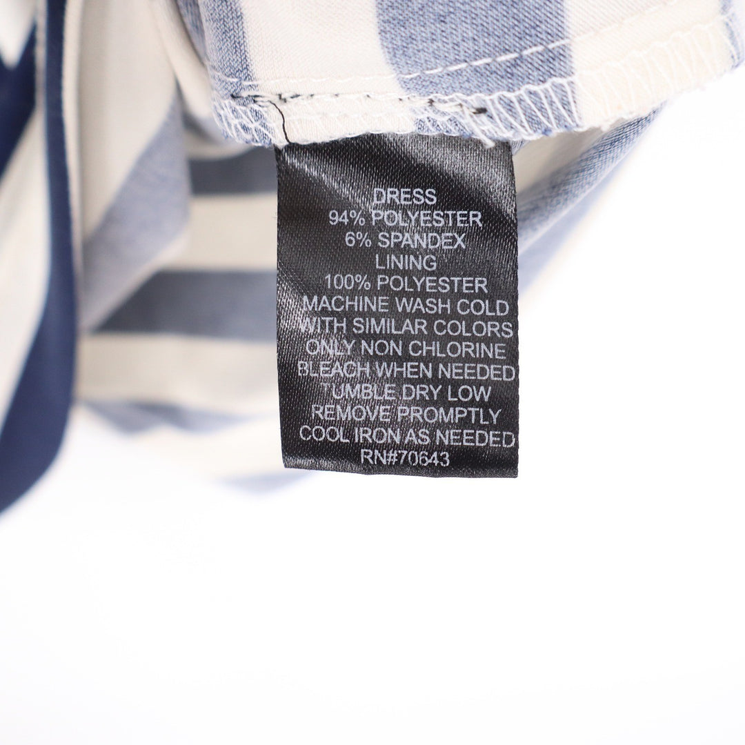 Jessica Howard Navy Blue White Striped Boat Neck Elastic Waist Dress Size 10
