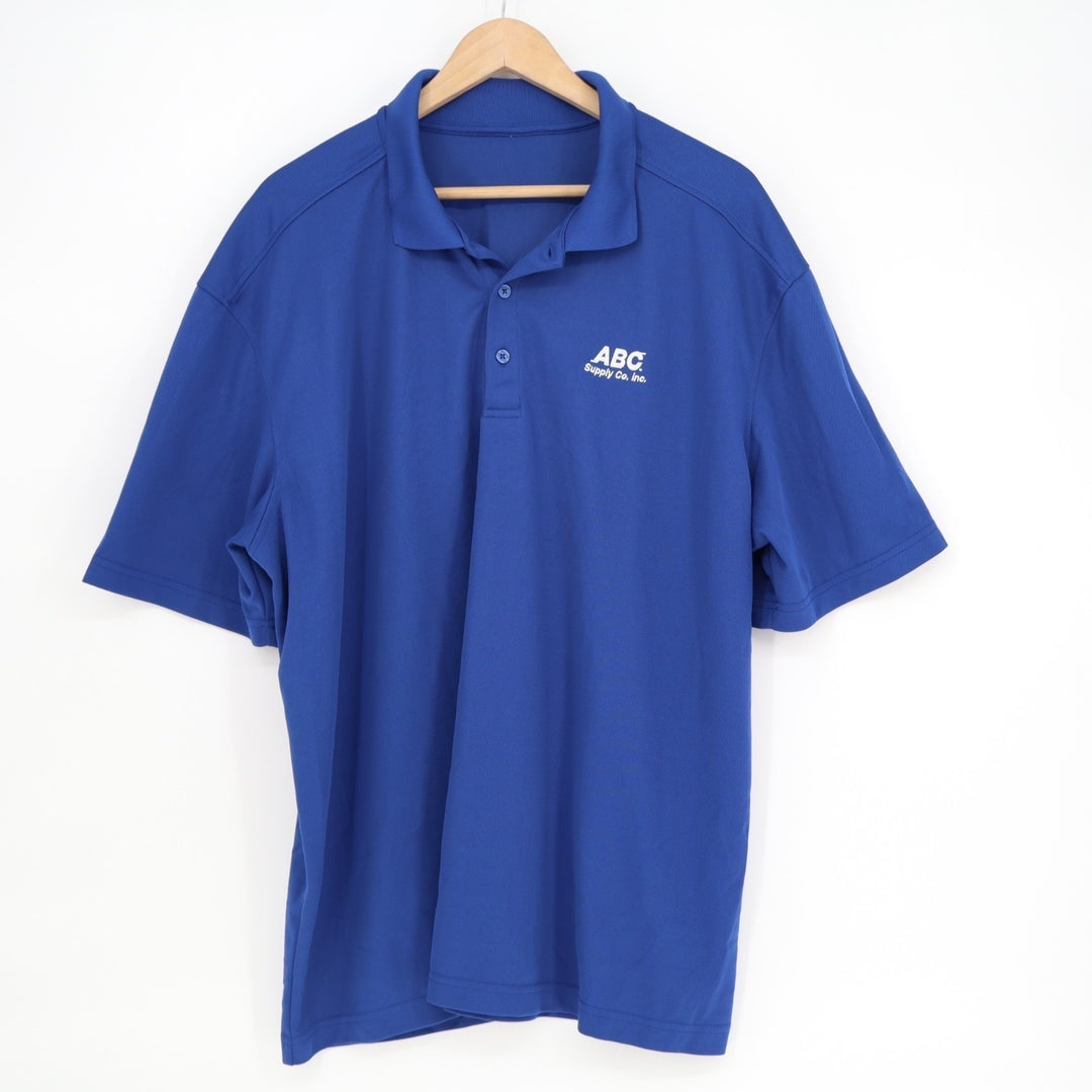 Polo Mens Blue Stretch ABC Supply Co. Short Sleeve Golf Tennis Performance