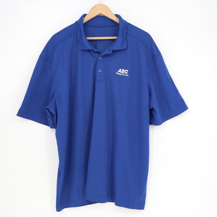 Polo Mens Blue Stretch ABC Supply Co. Short Sleeve Golf Tennis Performance
