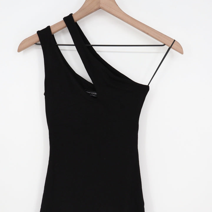 Naked Wardrobe Black One Shoulder Mini Dress Asymmetric Side Slit XL