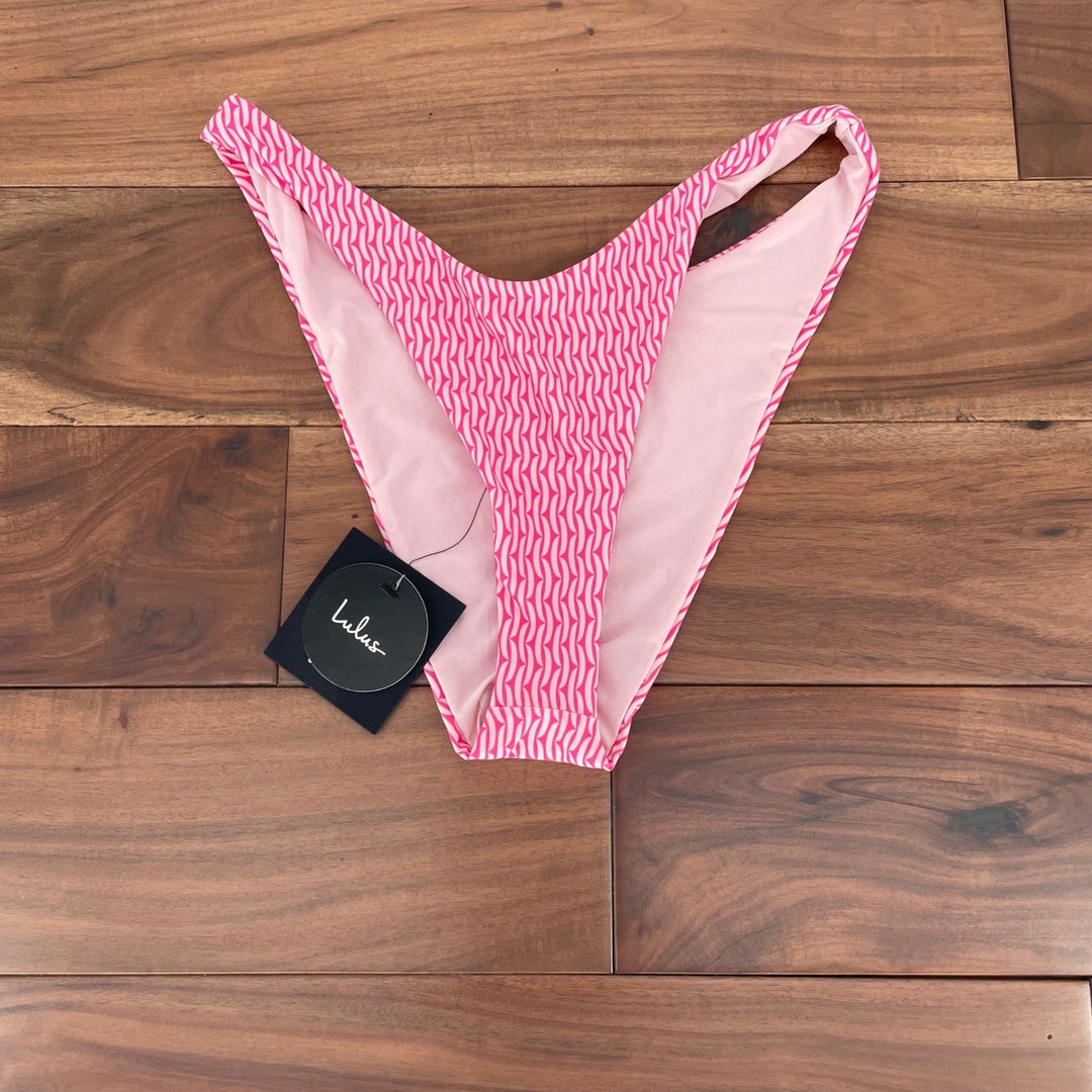 Lulus Nova Pink Geo Print Bikini Bottom Size M