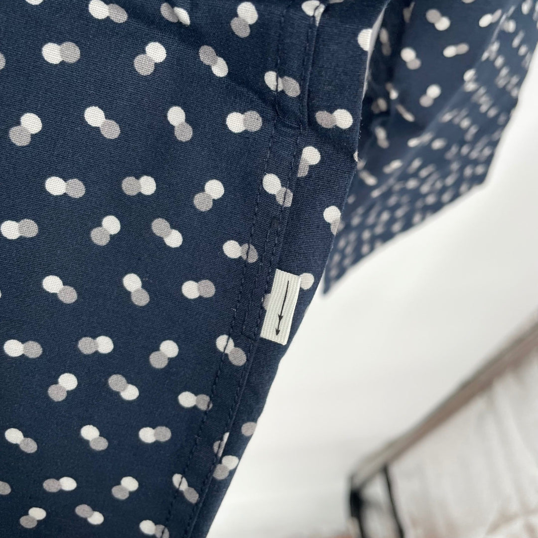 JULIAN MARK L Tall Navy Blue Abstract Dot Print Long Sleeve Button Down Stretch