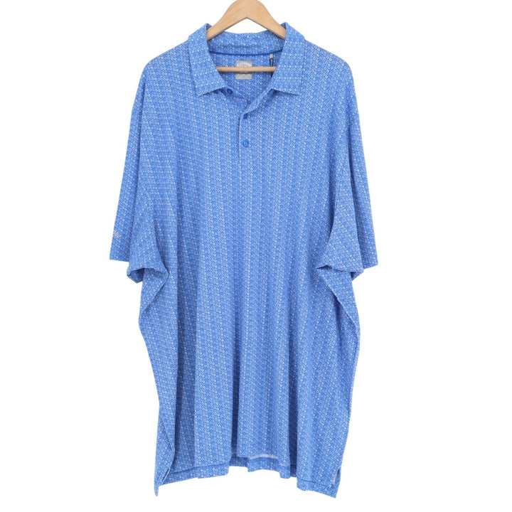 Callaway Opti-Dri Polo Shirt Mens 3X Blue Foulard Print Stretch Golf Tennis