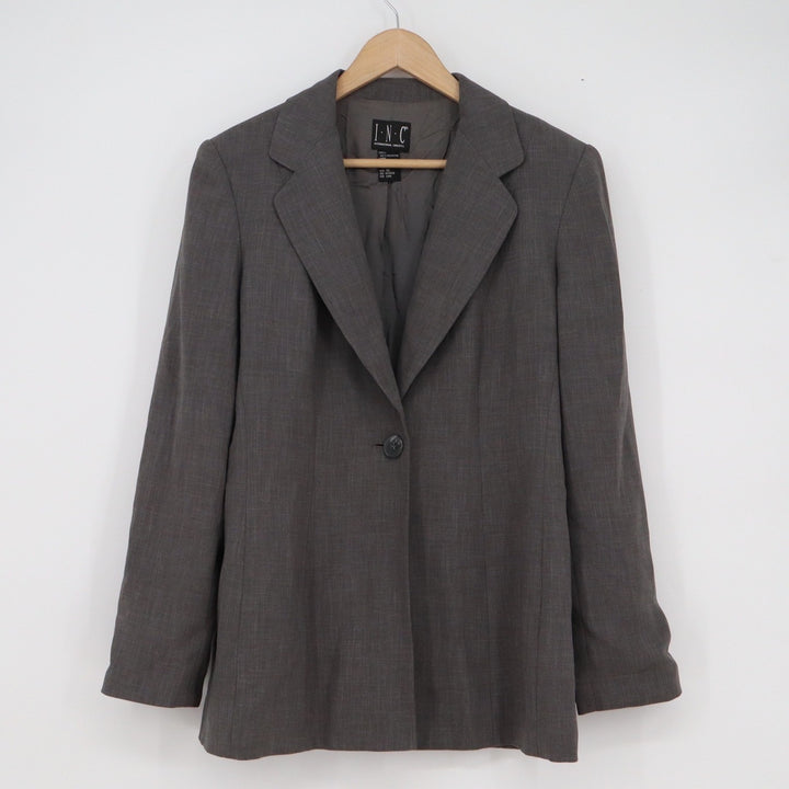 INC International Concepts Womens Grey Single Button Blazer Jacket Size 12