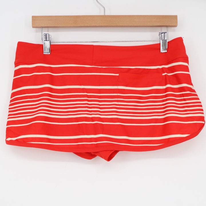 Athleta Red White Striped Swim Skort Built-in Brief Medium