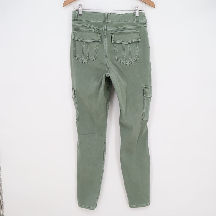 Spanx Stretch Twill Cargo Pants Olive Green Skinny High Rise Tummy Control L