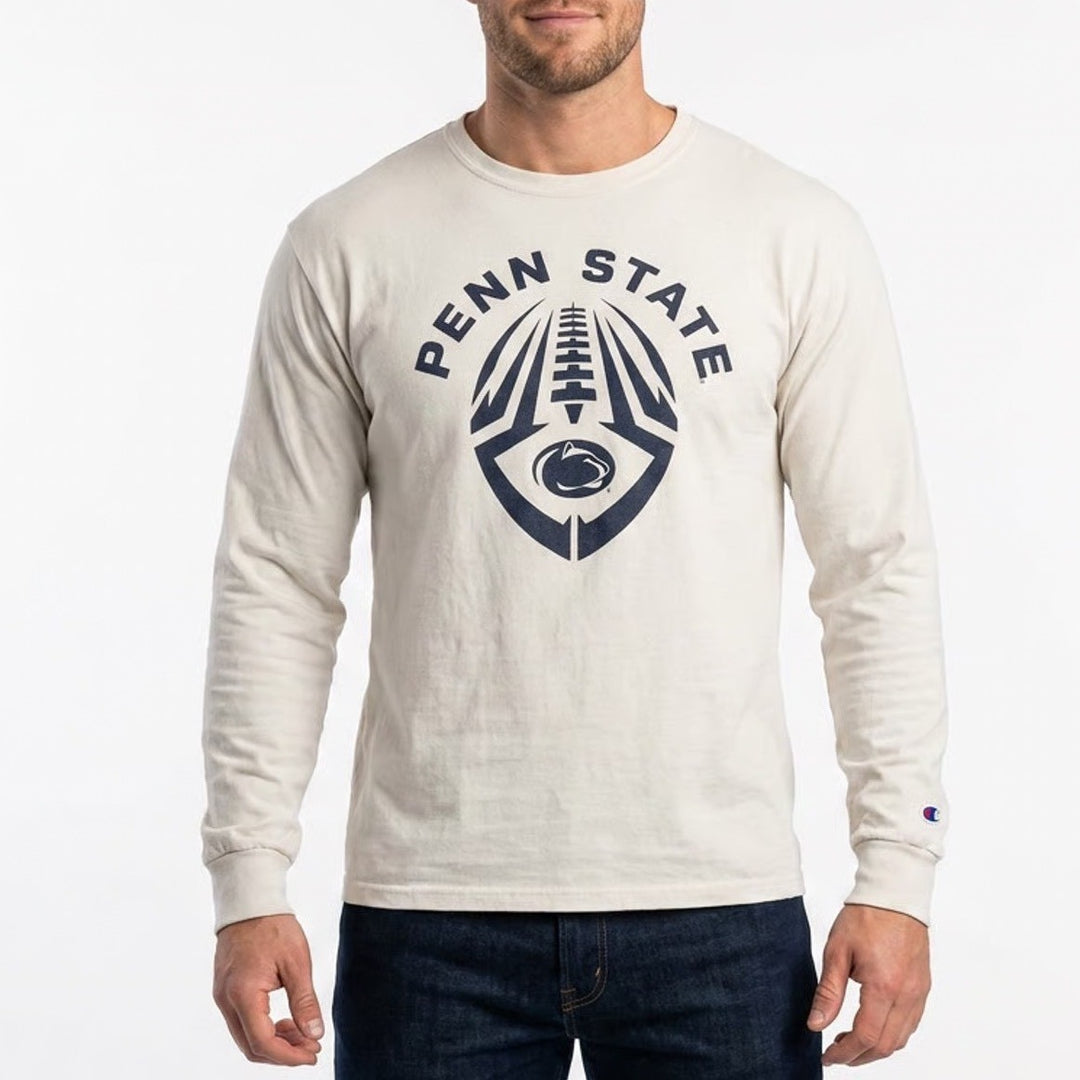 Champion Penn State Nittany Lions Long Sleeve T-Shirt Cream Mens Large