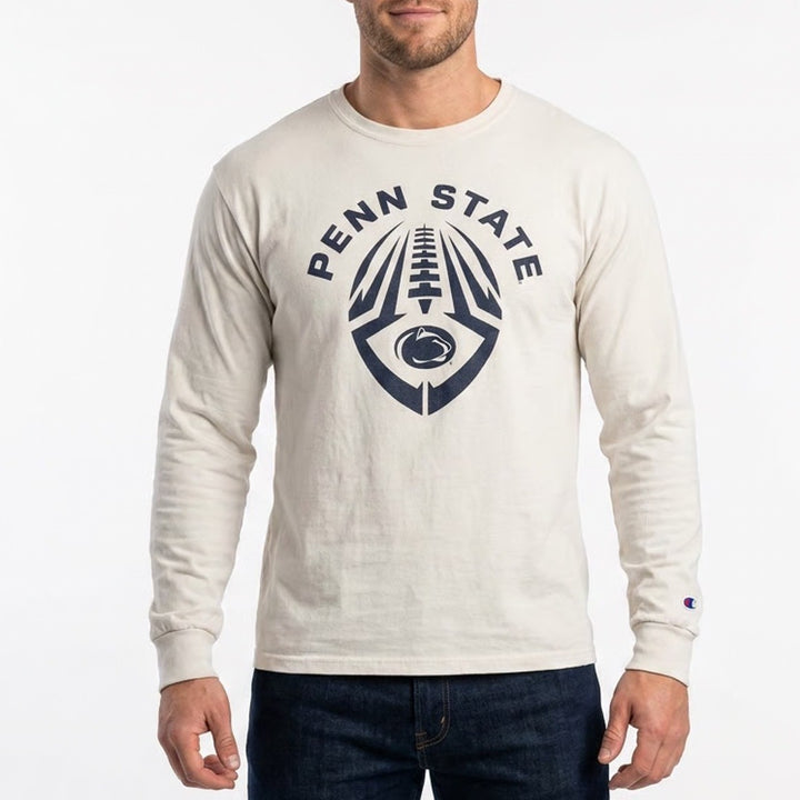 Champion Penn State Nittany Lions Long Sleeve T-Shirt Cream Mens Large