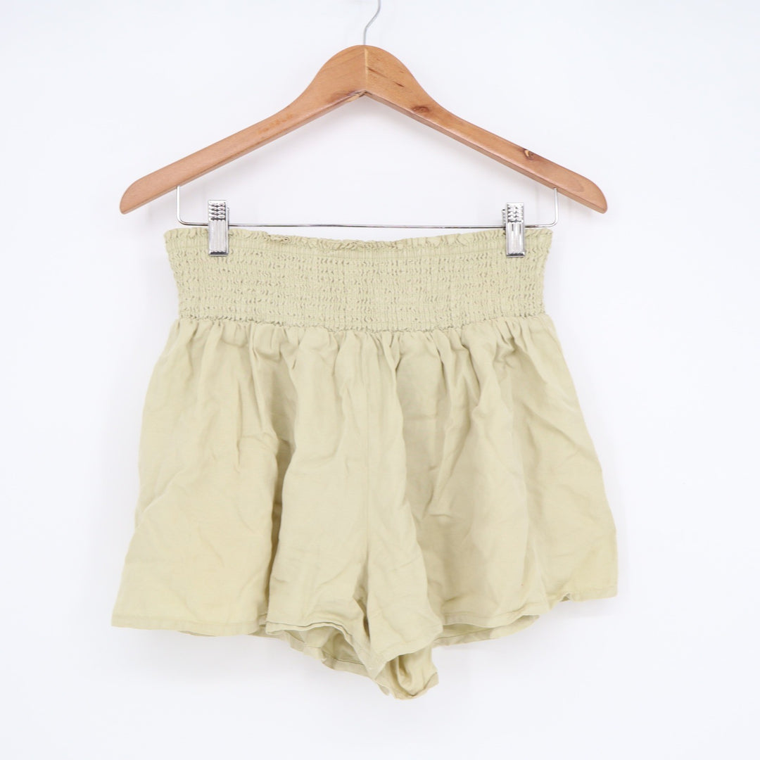 Love Tree Womens Sage Green Smocked Waist Tencel Shorts Size Medium