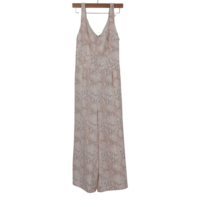 LOFT Outlet Womens Neutral Snakeskin Print Wide Leg Sleeveless Jumpsuit Size 10