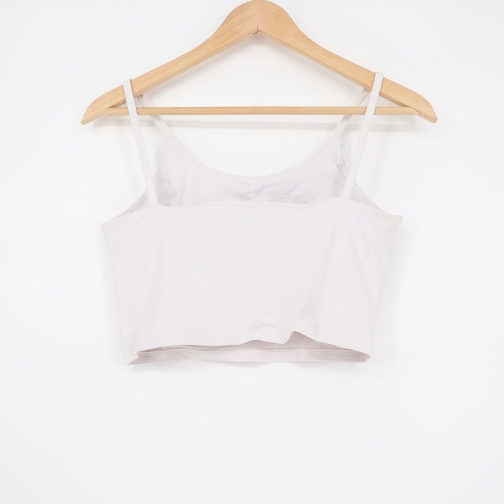 White Crop Tank Top Spaghetti Strap Basic Casual Everyday Size Small L