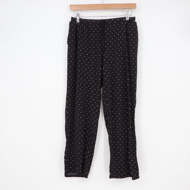 Croft & Barrow Womens Petite Small Black Polka Dot Pajama Set Lace Trim PS 10701