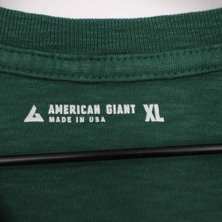 American Giant Premium Slub T-Shirt Mens XL Green Cotton Crew Neck Long Sleeve