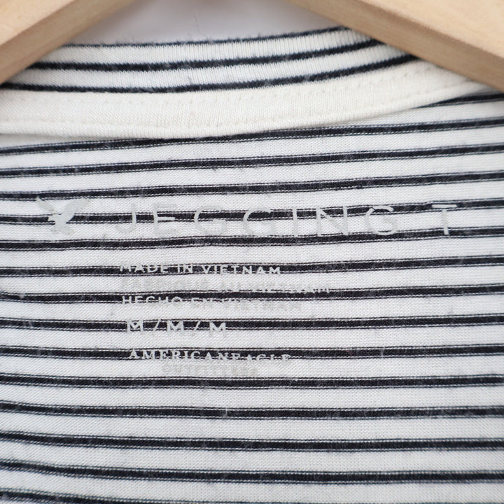 American Eagle Outfitters Jegging T-Shirt Womens M White Blue Striped Stretch
