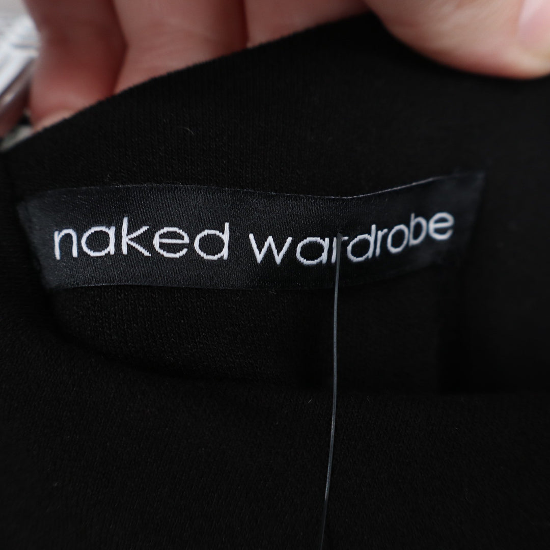 Naked Wardrobe Black One Shoulder Long Sleeve Bodysuit Size M