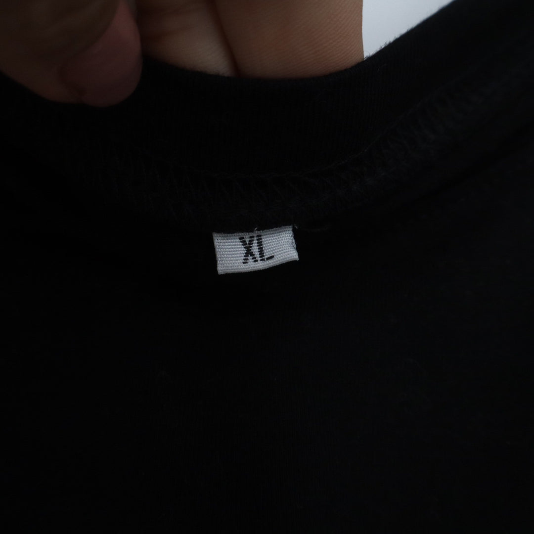 Black Short Sleeve Crew Neck T-Shirt Relaxed Fit Cotton Blend XL
