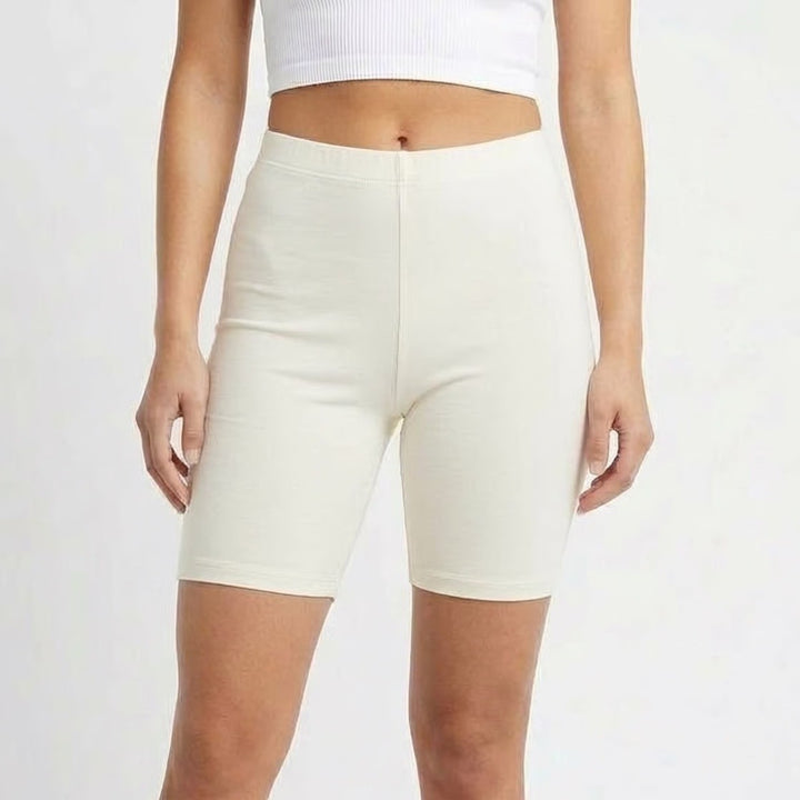 Naked Wardrobe Baby Mama Cream Biker Shorts Women's Small