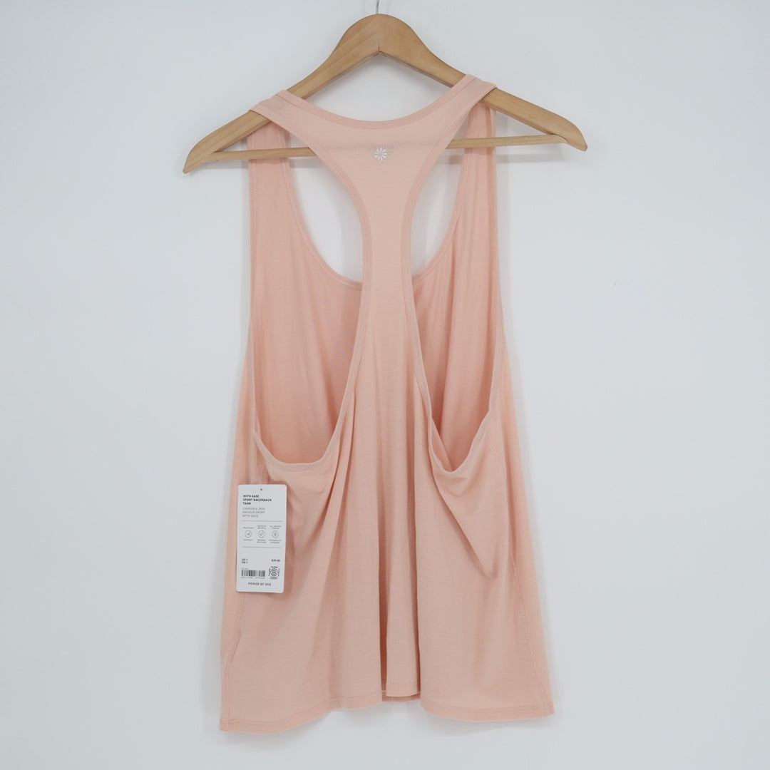 Athleta With Ease Sport Racerback Tank Womens M Coral Pink Stretch Gym Workout
