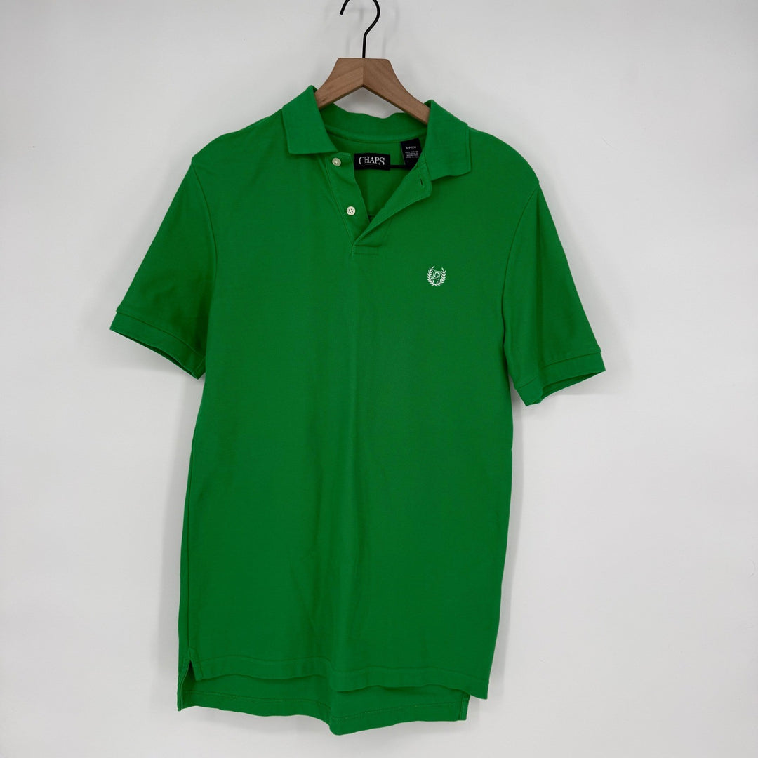 Chaps Mens Green Short Sleeve Polo Shirt Embroidered Logo Size S