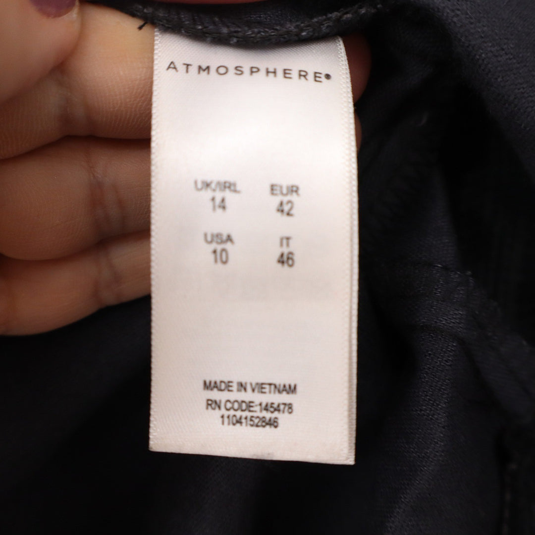 Atmosphere Black Faux Leather Mini Skirt Size 10 Zip Back Pockets