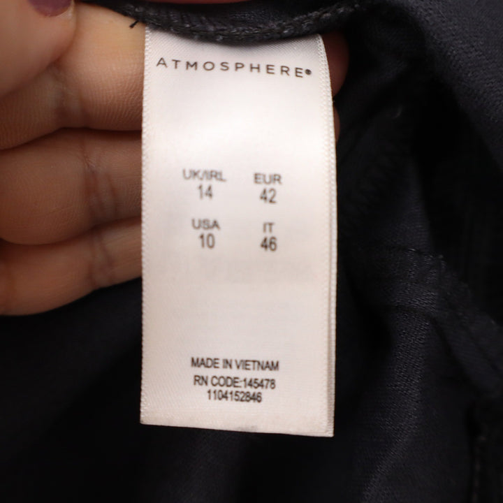 Atmosphere Black Faux Leather Mini Skirt Size 10 Zip Back Pockets