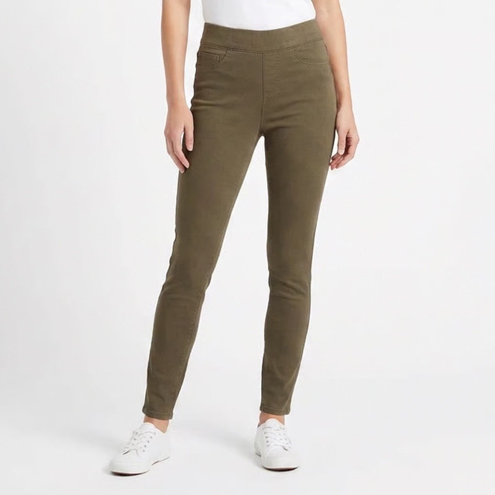 Nine West Jeans Womens 4 Olive Green Pull On Skinny High Rise Stretch Pants