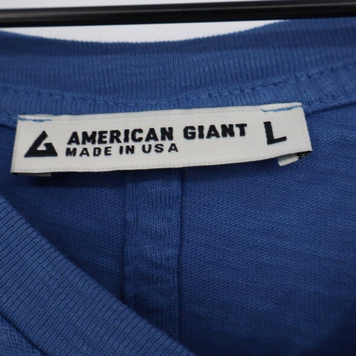 American Giant Premium Slub T-Shirt Womens Large Blue Cotton Long Sleeve V-Neck