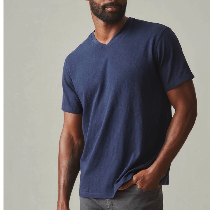 American Giant Premium Slub T-Shirt Mens XL Navy Cotton V-Neck Short Sleeve