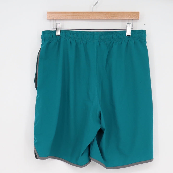 Under Armour Mens Teal Green Athletic Shorts Loose Fit Grey Trim Size Large