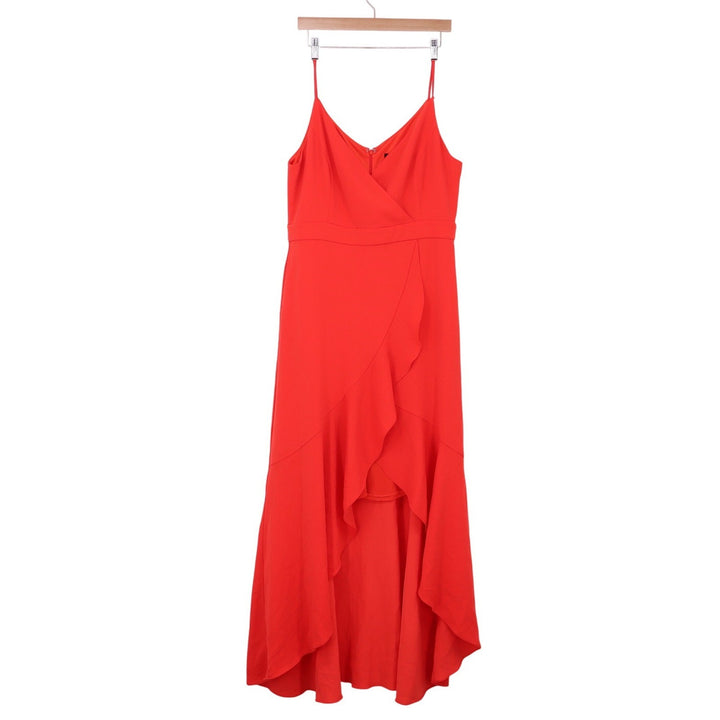 Laundry by Shelli Segal Dress Womens 14 High-Low Ruffle Red Spaghetti Fair