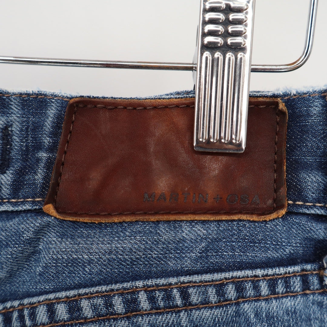 Martin + Osa Mens Bootcut Jeans Blue Medium Wash 100% Cotton 32x32 Distressed