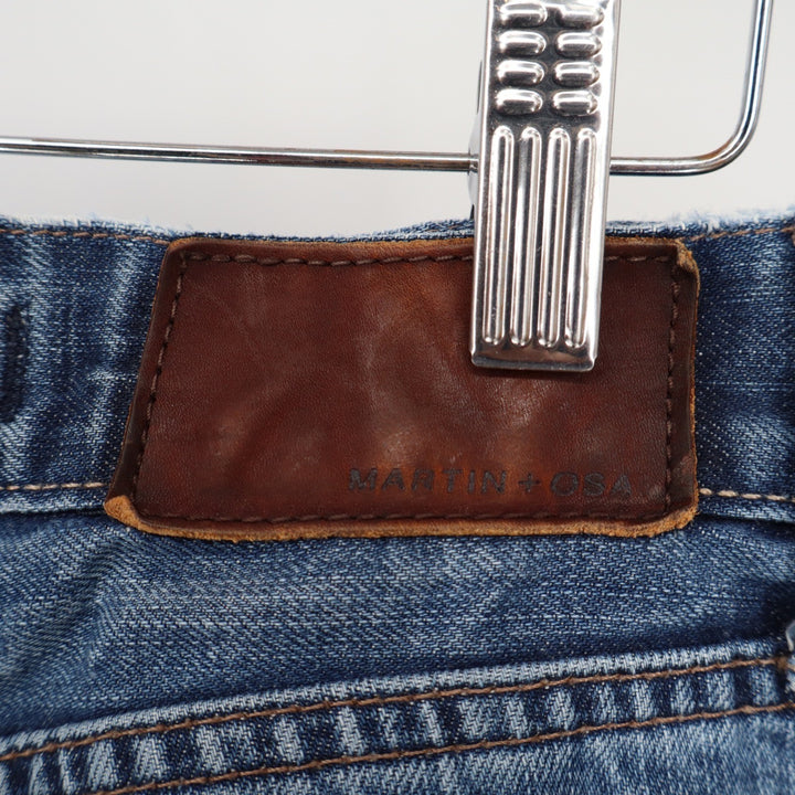 Martin + Osa Mens Bootcut Jeans Blue Medium Wash 100% Cotton 32x32 Distressed
