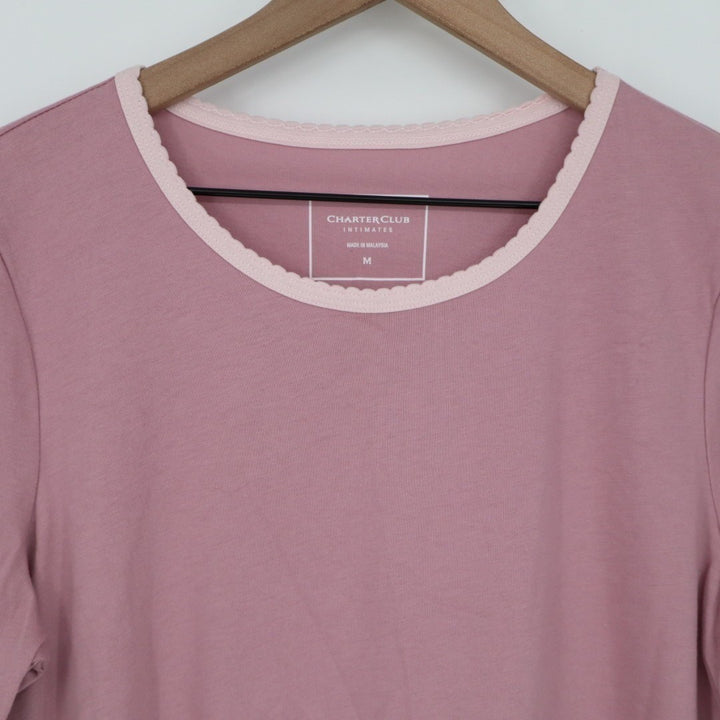 Charter Club Intimates Pajama Top Womens M Blush Cotton Long-Sleeve Crew Neck