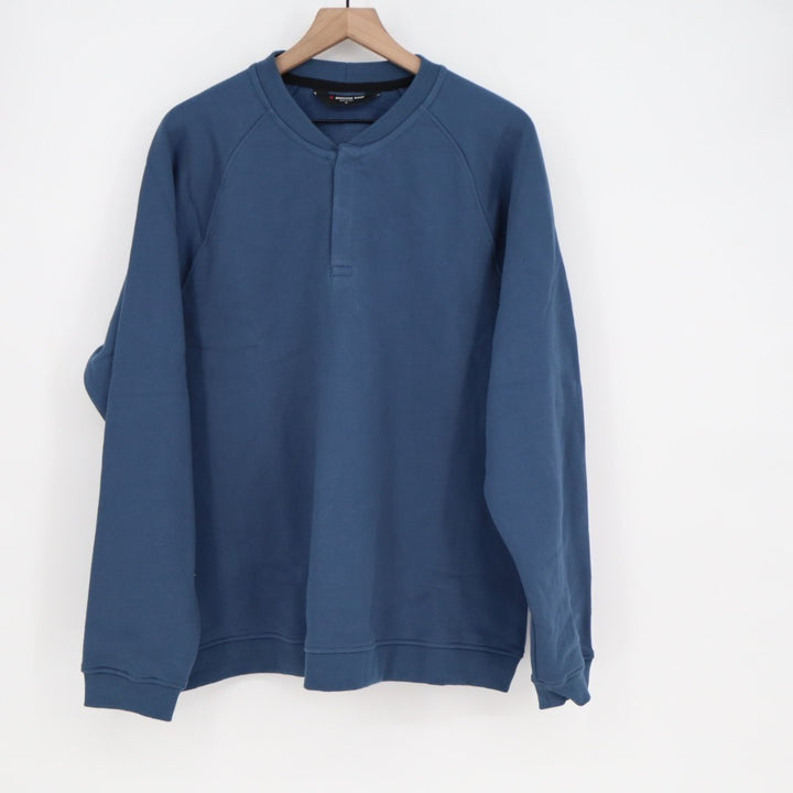 American Giant Midweight T-Shirt Mens XL Navy Cotton Snap Henley Raglan Sleeve