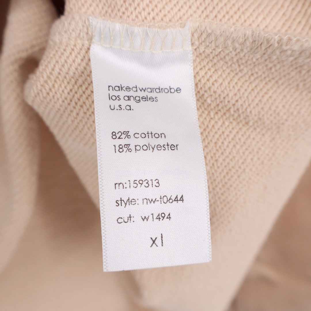 Naked Wardrobe Tan Beige Cropped Sweatshirt Raw Hem XL