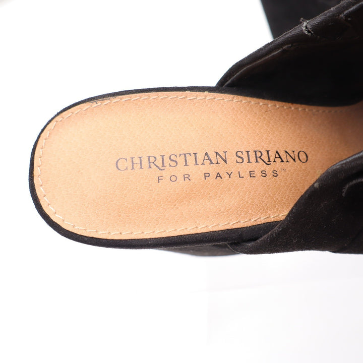 Christian Siriano for Payless Black Faux Suede Bow Mule Block Heels Womens 8.5