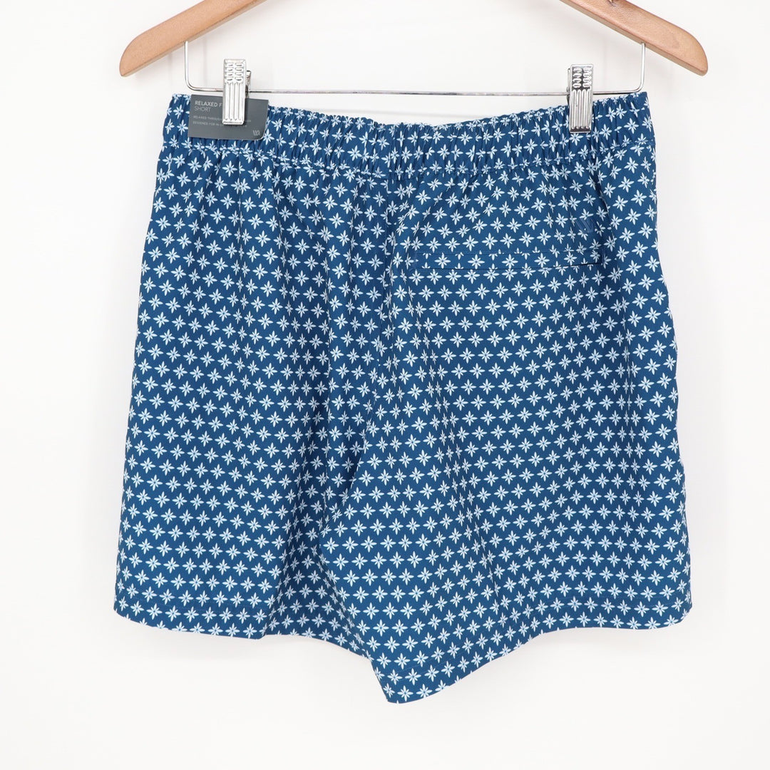 VRST Mens Resort Short 6" Deep Denim Print Blue Floral Stretch Size S