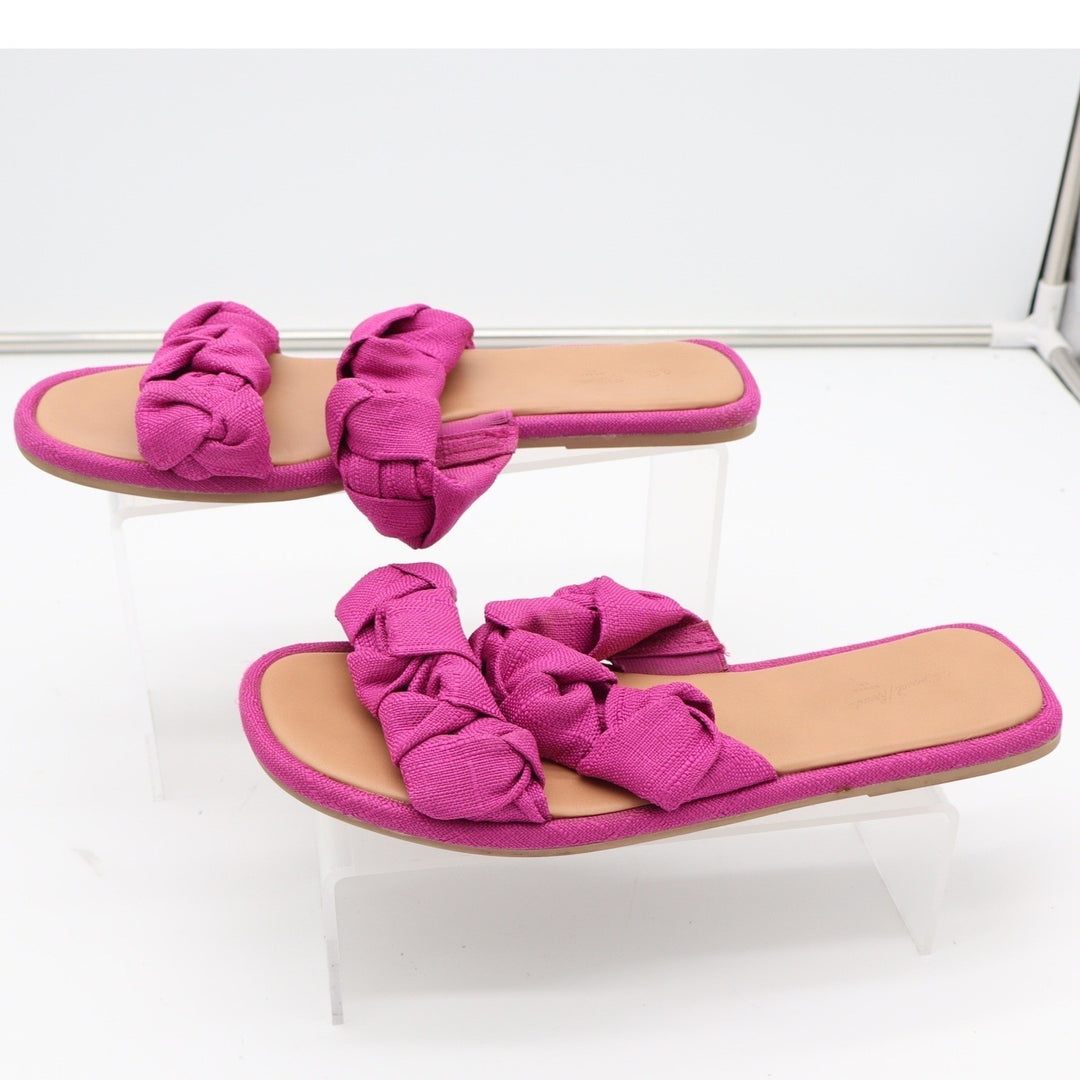 Universal Thread Womens Magenta Pink Braided Double Strap Slide Sandals Size 9