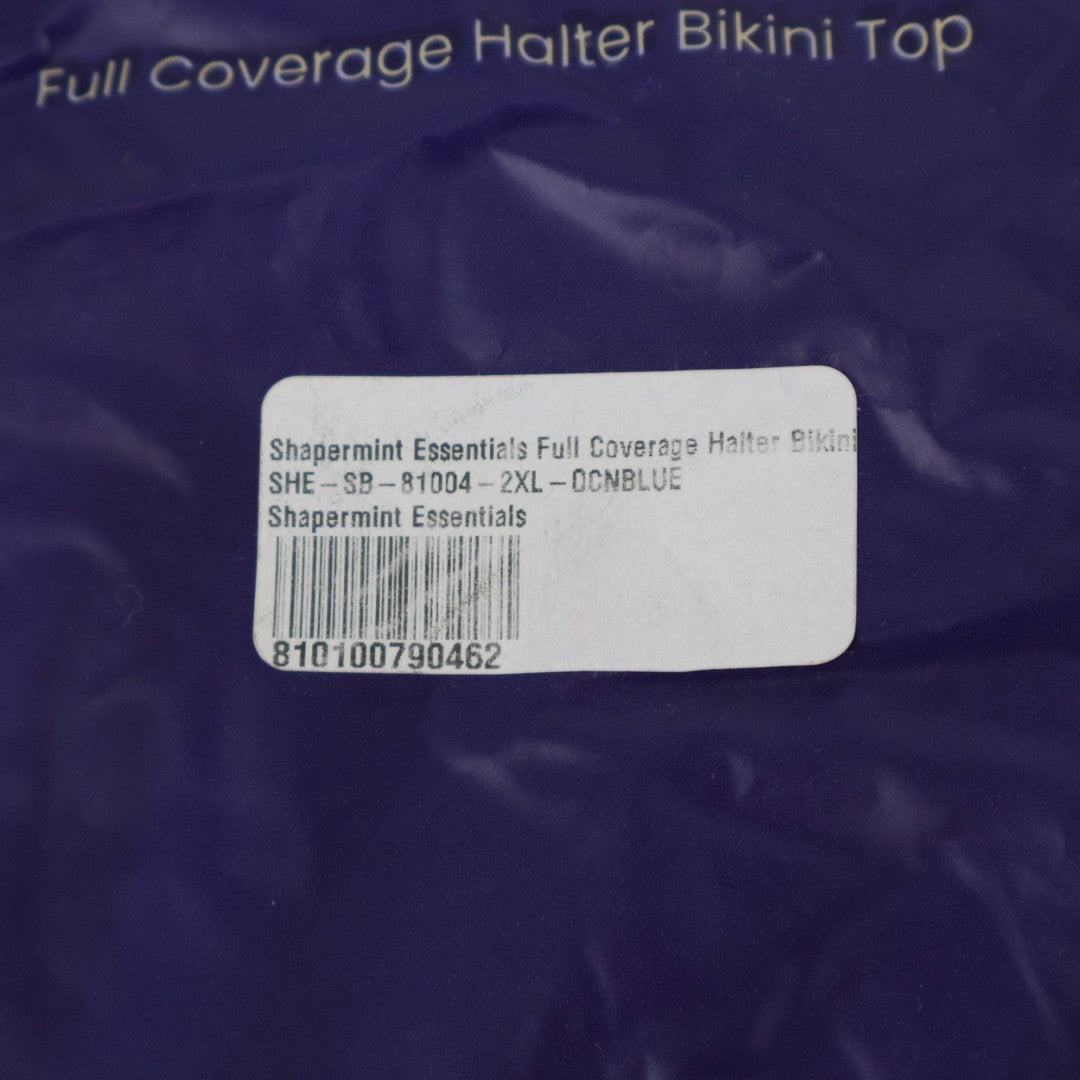 Shapermint Essentials Empetua Full Coverage Halter Bikini Top Womens 2XL Blue