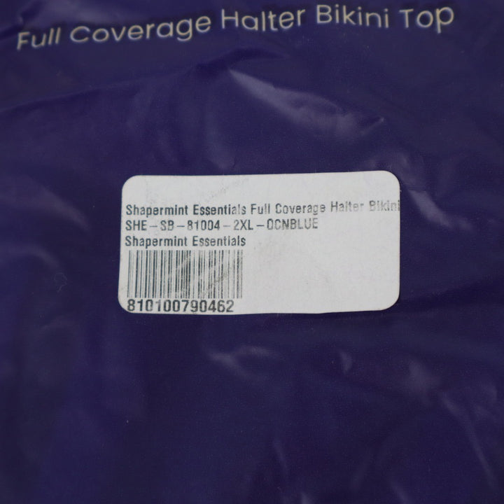 Shapermint Essentials Empetua Full Coverage Halter Bikini Top Womens 2XL Blue