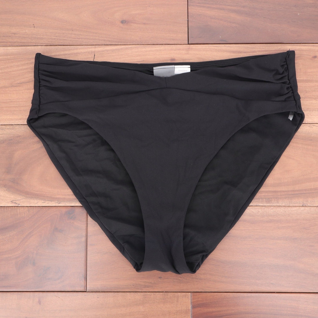 Calia Womens Black High Waisted Ruched Bikini Swim Bottoms Size M