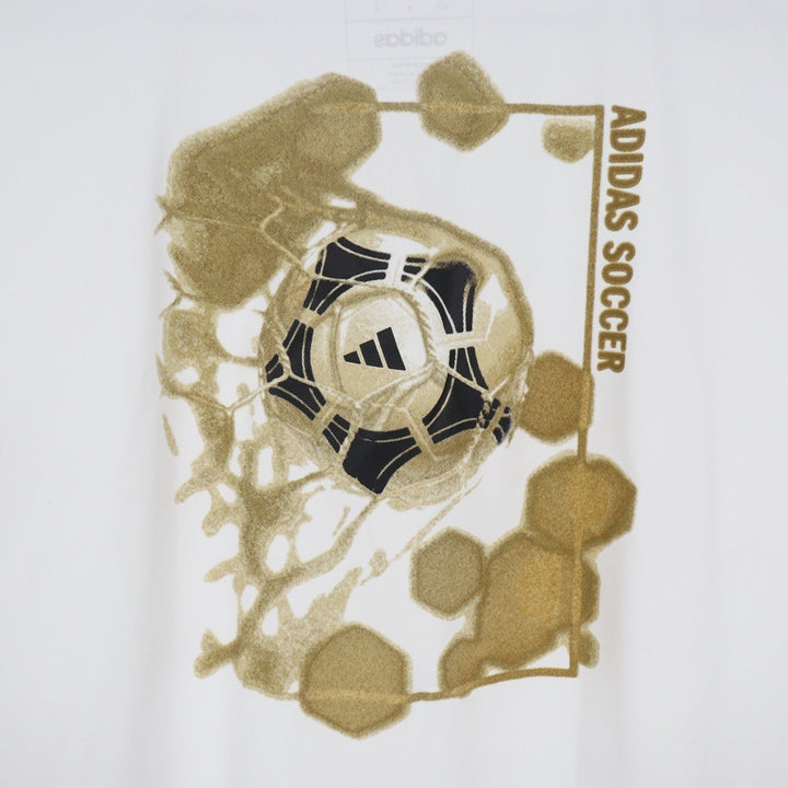Adidas Boys White Heat Map Soccer Graphic Training Tee Shirt AA8116 Size M 10-12
